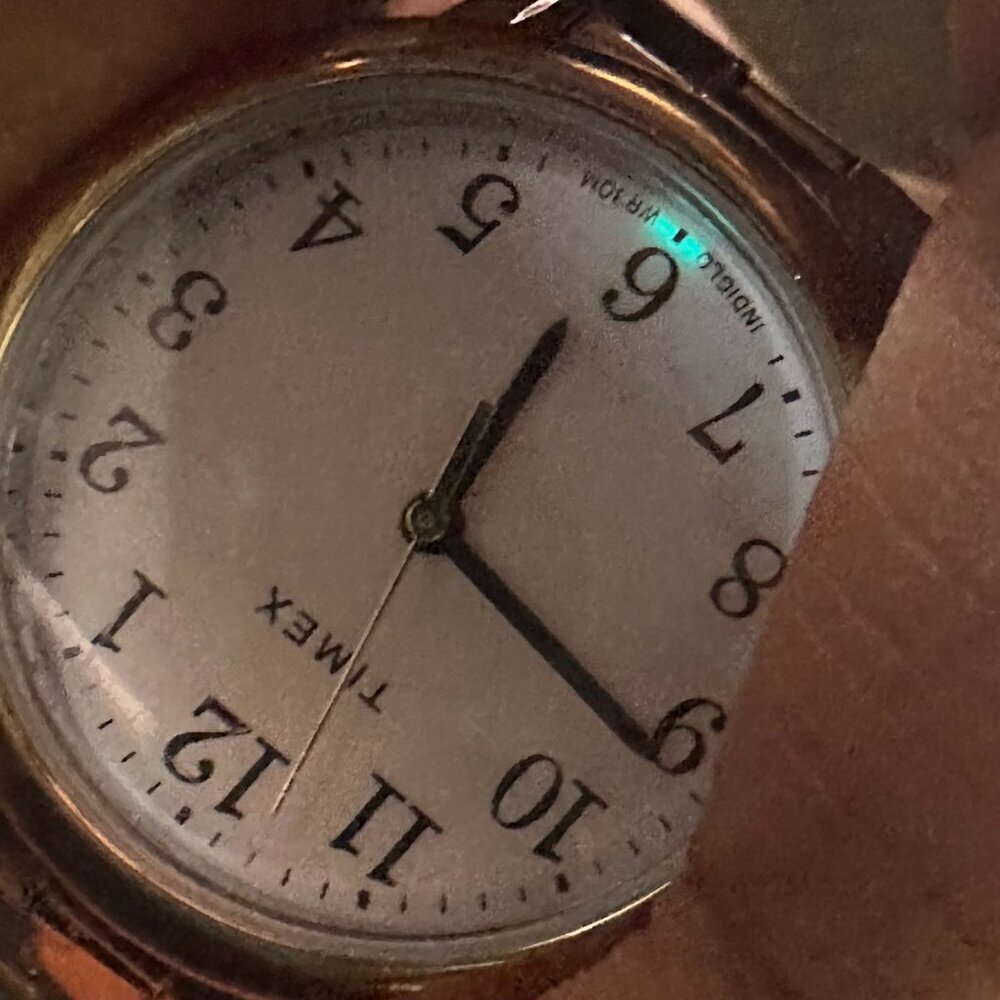3/$30 Timex Watch Women Silver Gold Two Tone Stretch Band White Dial New Battery - Picture 5 of 14